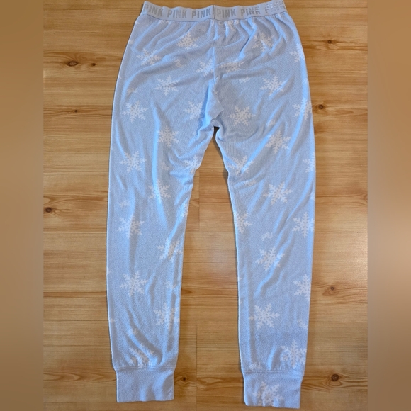 PINK Victoria's Secret Pajama Bottoms - Light Blue Snowflake - Picture 7 of 12